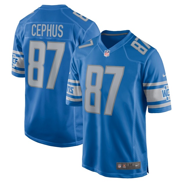 mens nike quintez cephus blue detroit lions game jersey